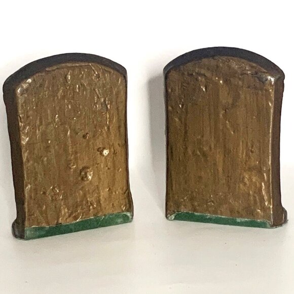 THE THINKER BOOKENDS Vtg Pair Gilded Bronze Heavyweight Art Deco Lost In Thought - Picture 6 of 10